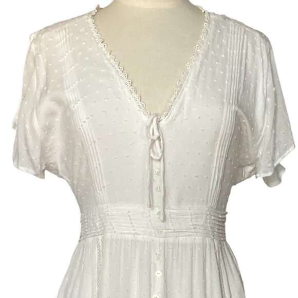 Lulus Completely In Love White Swiss Dot Button-Front Maxi Dress Cottagecore-XL - Picture 4 of 16